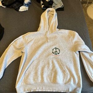H&M Heather Gray Hoodie with Peace Symbol